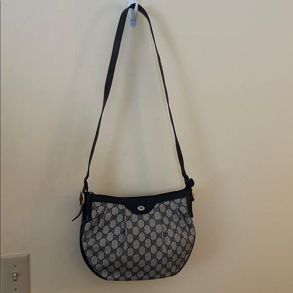Gucci GG Monogram Supreme Purse Crossbody Bag Vintage Navy Italian Leather - Picture 11 of 17